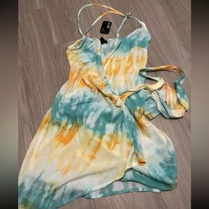 Tie-Dye Wrap Mini Dress